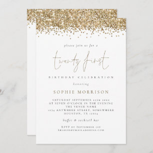Invitation Parties scintillant Gold tendance 21e fête d'anniv