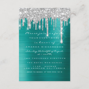 Invitation Parties scintillant gouttes argent Turquoise vert 