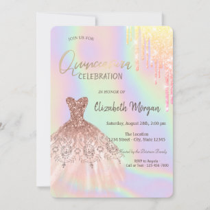 Invitation Parties scintillant gouttes robe Holographique Qui