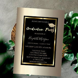 Invitation Parties scintillant Graduation Cap Champagne Gradu
