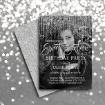 Invitation Parties scintillant gris argent Fringe Photo Sweet<br><div class="desc">Cette invitation glamour et de luxe Sweet sixteen anniversaire est le design parfait pour l'événement spécial de votre jeune fille adolescente. Il est doté d'un rideau de frange de parties scintillant argent scintillant avec une typographie de parties scintillant fausse sur un arrière - plan gris clair simple. Ce dessin représente...</div>