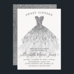Invitation Parties scintillant gris argent glam robe douce 16<br><div class="desc">Parties scintillant gris argent étinceler glam robe douce 16e anniversaire Invitation</div>