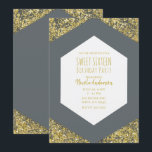 Invitation Parties scintillant Gris & Or Flakes Glam Sweet 16<br><div class="desc">personnaliser pour votre événement</div>