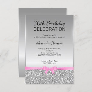 Invitation Parties scintillant grise 30e anniversaire