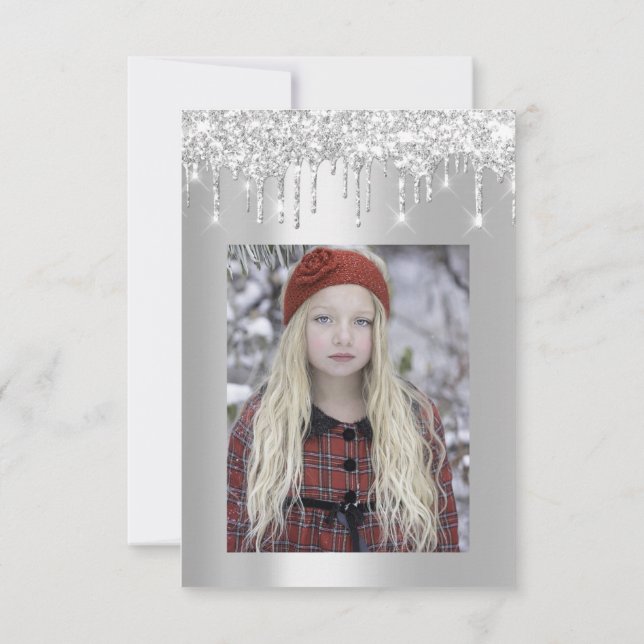 Invitation Parties scintillant grise gouttes d'argent nuptial (Dos)