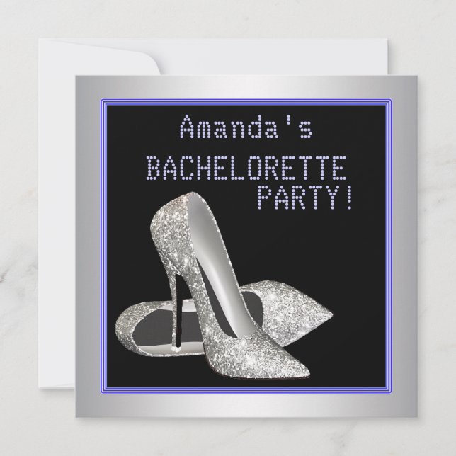 Invitation Parties scintillant Haut talons Purple Bachelorett (Devant)