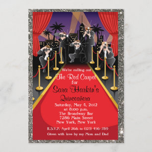 Invitation Parties scintillant Hollywood de Red Carpet Quince