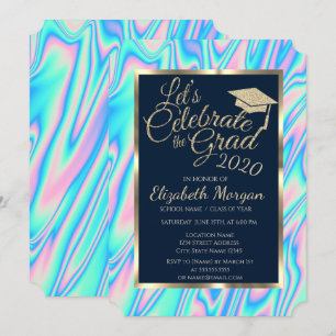 Invitation Parties scintillant Holographique cool Diplôme de 