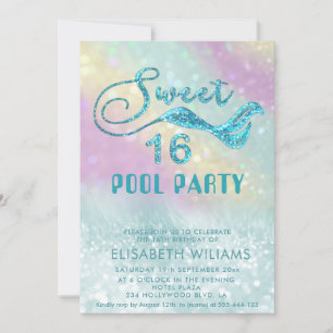 Invitation Parties scintillant holographique mermaid