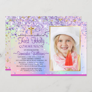 Invitation Parties scintillant Holographique Photo Première c