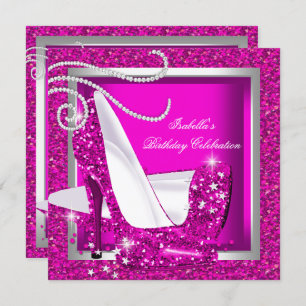 Invitation Parties scintillant Hot Rose High Heels Luxe Anniv