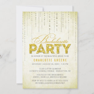 Invitation Parties scintillant Jaune Look Bachelorette Party 