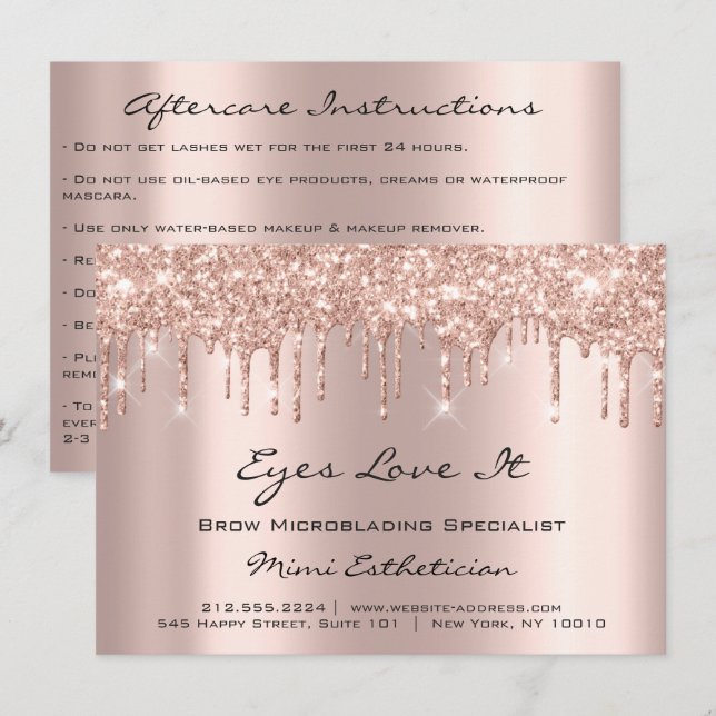 Invitation Parties scintillant Lash Extension Aftercare Instr (Devant / Derrière)