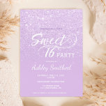 Invitation Parties scintillant lavande moderne ombre violet d<br><div class="desc">Une jolie douche à parties scintillant en faux lavande moderne à l'ombre avec bloc de couleur violet Sweet 16 anniversaire invitation avec typographie élégante avec motif violet ombre. Parfait pour un Sweet sixteen princesse.</div>