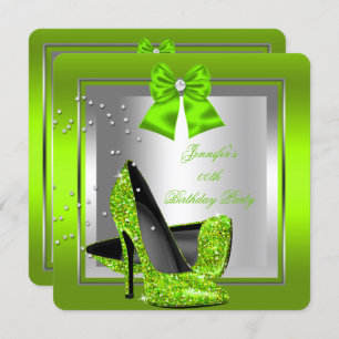 Invitation Parties scintillant Lime Green High Heure Annivers