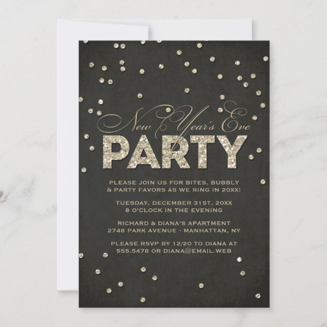 Invitation Parties scintillant Look New Year's Eve Party Invi (Devant)