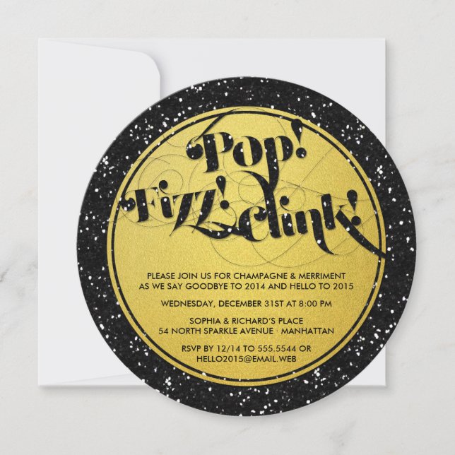 Invitation Parties scintillant Look Pop ! Fizz ! Clink ! Réve (Devant)