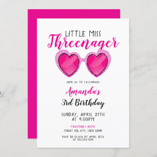 Invitation Parties scintillant Lunettes de soleil roses Trois