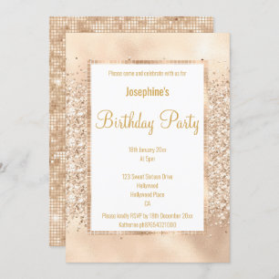 INVITATION PARTIES SCINTILLANT LUXUEUSE CHAMPAGNE & GOLD PERS