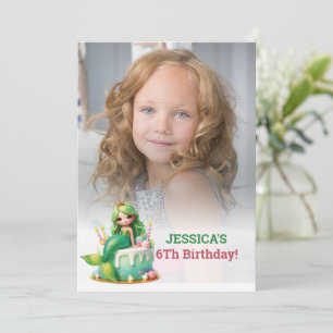 Invitation Parties scintillant Magique Sirène 6E Anniversaire