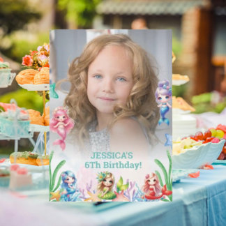 Invitation Parties scintillant Magique Sirène 6E Anniversaire