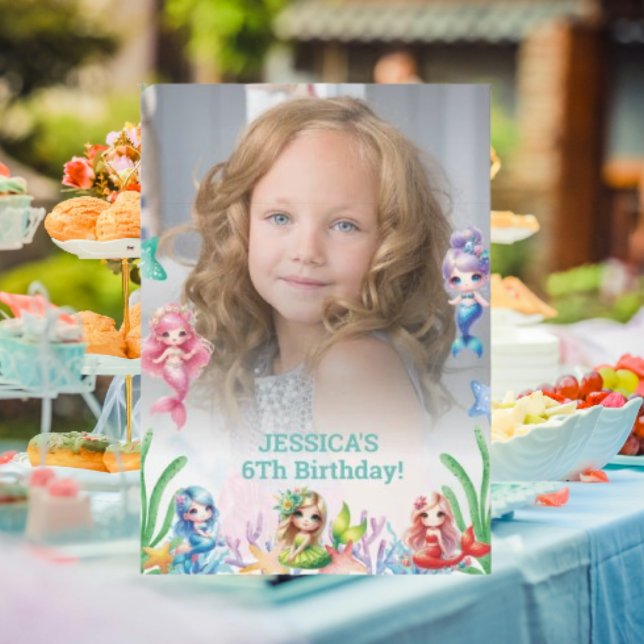 Invitation Parties scintillant Magique Sirène 6E Anniversaire (Créateur téléchargé)