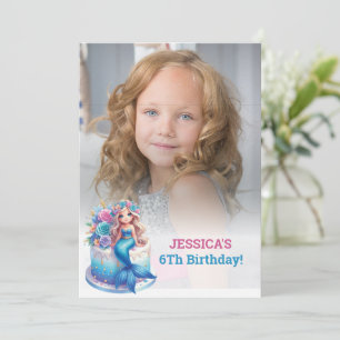 Invitation Parties scintillant Magique Sirène 6E Anniversaire