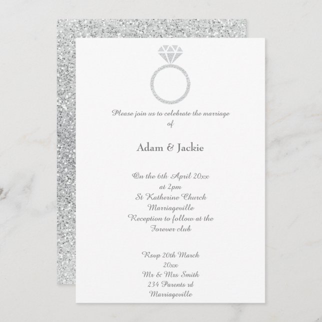 Invitation Parties scintillant Mariage Luxe Diamond Ring (Devant / Derrière)