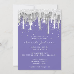 Invitation Parties scintillant  Mariage nuptiale violet gris 