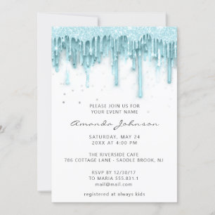 Invitation Parties scintillant Mariage nuptiale White Aqua