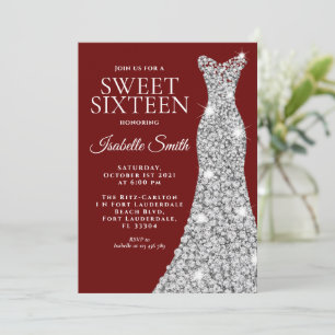 Invitation Parties scintillant Maroon Sweet sixteen Invitatio