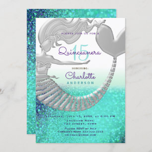 Invitation Parties scintillant Mermaid Quinceanera Anniversai