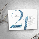 Invitation Parties scintillant minimaliste moderne faux bleu<br><div class="desc">L'invitation minimaliste moderne à la fête de 21e anniversaire comprend la parties scintillant stylisée faux bleu numéro 21 et les détails de votre fête dans la police serif classique, simple et élégant, grande surprise invitation d'anniversaire adulte. la couleur arrière - plan peut être changée à n'importe quelle couleur de votre...</div>
