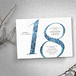 Invitation Parties scintillant minimaliste moderne faux bleu<br><div class="desc">L'invitation minimaliste moderne 18ème anniversaire comprend la parties scintillant stylisée faux bleu numéro 18 et les détails de votre fête dans la police serif classique, simple et élégant, grande invitation d'anniversaire surprise pour les hommes et les femmes. la couleur arrière - plan blanche peut être changée à n'importe quelle couleur...</div>