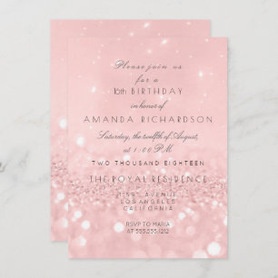 Invitation Parties scintillant minimum Pastel Rose Rose or An
