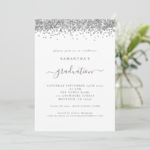 Invitation Parties scintillant moderne Argent 2024 Graduation