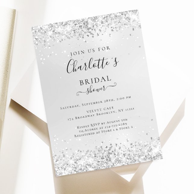 Invitation Parties scintillant moderne argent (Imitat) Einlad (Créateur téléchargé)