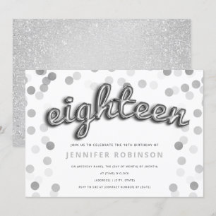 Invitation Parties scintillant moderne Ballons d'argent 18e a