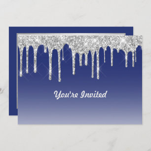 Invitation Parties scintillant moderne Blue Silver Drivers An