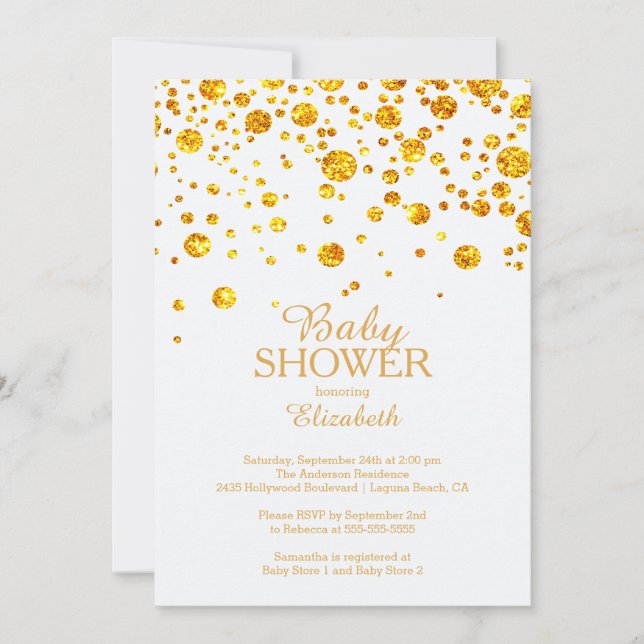 Invitation Parties scintillant moderne Confetti Baby shower I (Devant)