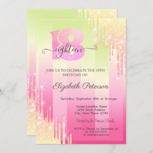 Invitation Parties scintillant moderne Drips Ombre Stripes 18