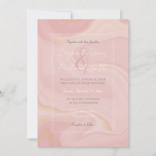 Invitation Parties scintillant moderne Marble rose or Arrière