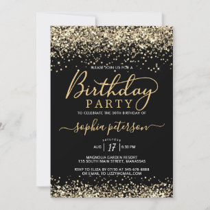 Invitation Parties scintillant moderne Noir et Or N'importe q