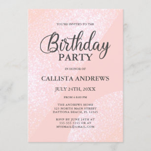 Invitation Parties scintillant moderne rose fille Anniversair