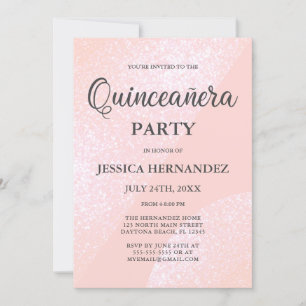 Invitation Parties scintillant moderne rose fille Quinceañera