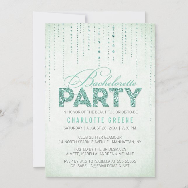 Invitation Parties scintillant Monnaie Look Bachelorette Part (Devant)