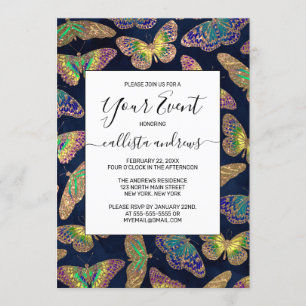 Invitation Parties scintillant Motif d'aquarelle marine