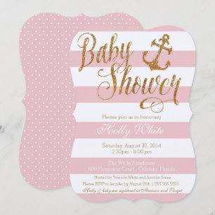 Invitation Parties scintillant Nautique Baby shower fille Inv