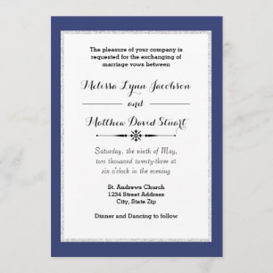 Invitation Parties scintillant Navy & Faux encadrée - Faire-p