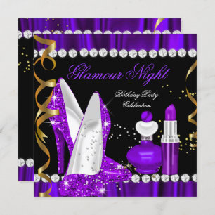Invitation Parties scintillant nocturne de flamor violet Gold